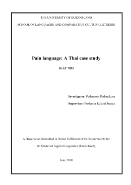 Pain language: A Thai case study - UQ eSpace