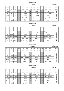 K Timetable 1/ 2010 Grade 7A ม. สุนัดดา S After School Class N A