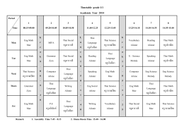 Timetable grade 1/1 Academic Year 2014