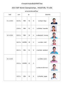 ก ำหนดกำรแข่งขันนักกีฬำไทย 2015 IWF World Championships