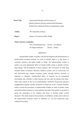 Thesis Title Antimicrobial Residue and Prevalence of Indicator