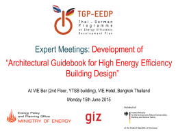 Introduction to TGP-EEDP Project and Building Energy Code activities