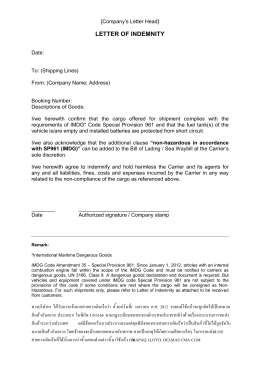letter of indemnity ทางบริษัทฯ ได้รับการแจ้งจากสายการเดิ