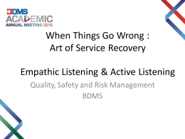 When Things Go Wrong : Art of Service Recovery Empathic