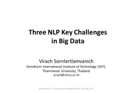 Three NLP Key Challenges in Big Data