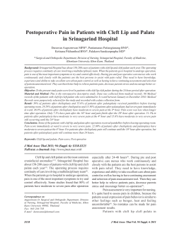 Postoperative Pain in Patients with Cleft Lip and Palate in
