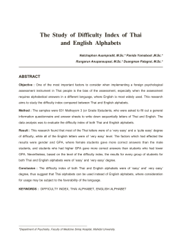 The Study of Difficulty Index of Thai and English Alphabets