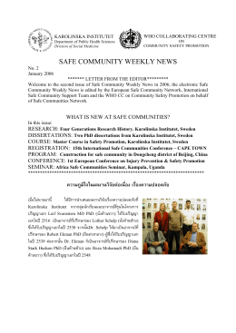 SAFE COMMUNITY WEEKLY NEWS