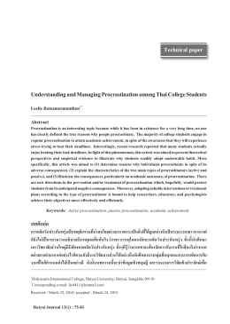 Technical paper Understanding and Managing Procrastination