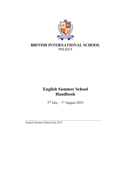 English Summer School Handbook - British International School