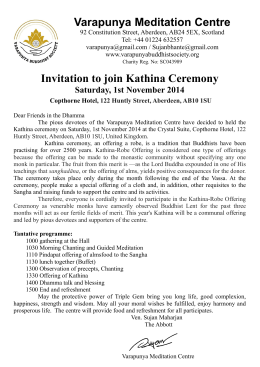 Varapunya Meditation Centre Invitation to join Kathina Ceremony