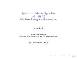 Syntax nat  rlicher Sprachen WS 2015/16 Mini