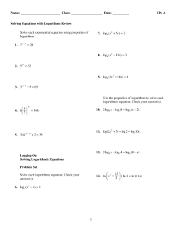ExamView - Solving Equations with Logarithms Review.tst