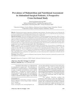 Prevalence of Malnutrition and Nutritional Assessment in Abdominal