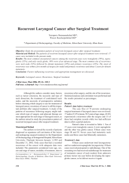 Recurrent Laryngeal Cancer after Surgical Treatment