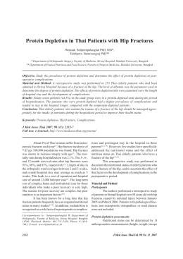Protein Depletion in Thai Patients with Hip Fractures