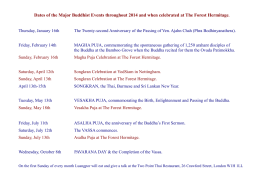 Dates of the Major Buddhist Events throughout 2014 and when