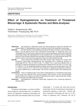 Effect of Dydrogesterone on Treatment of Threatened Miscarriage: A