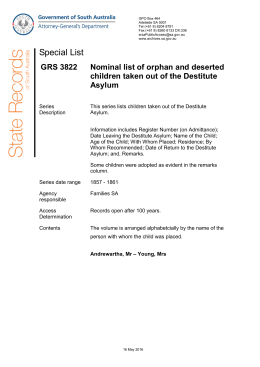 Special List to GRS 3822 Nominal list of orphan and deserted