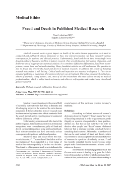Fraud and Deceit in Published Medical Research