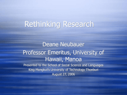 Rethinking Research - School of Liberal Arts