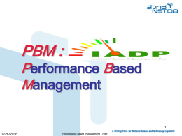 Performance Based Management : PBM