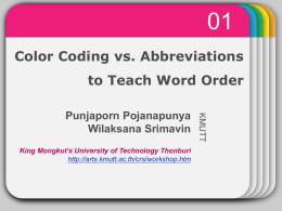 Color coding and abbreviations to teach word order