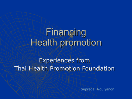 Financing Health promotion