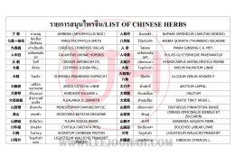 รายการสมุนไพรจีน/LIST OF CHINESE HERBS