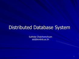 Distributed Database Systems Client/Server Database Systems