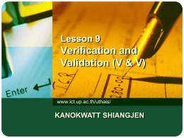 Lesson 9 Verification and Validation