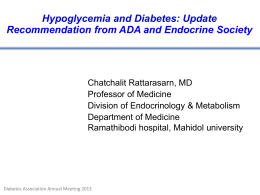 Hypoglycemia and Diabetes: Update recommendation from ADA