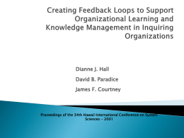 Creating Feedback Loops to Support Organizational Learning and