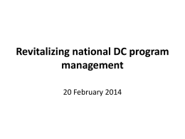 Revitalizing national DC program management