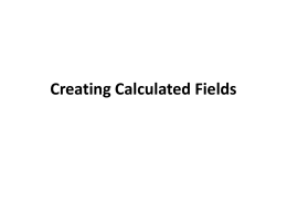 Creating Calculated Fields