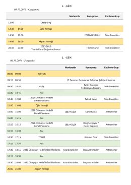 TAF Tokyo 2020 Planlama Toplantısı programı