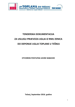 tenderska dokumentacija za uslugu prijevoza uglja iz rmu