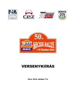 versenykiírás - Magyar Nemzeti Autósport Szövetség
