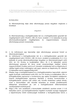 IV/3161/2012. Az Alkotmánybíróság teljes ülése alkotmányjogi