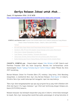 Gerilya Relawan Jokowi untuk Ahok