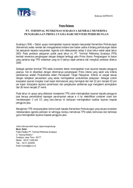 Press Release PT. TERMINAL PETIKEMAS SURABAYA KEMBALI