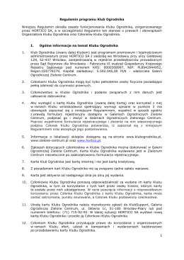 Regulamin Klub Ogrodnika® PDF - Galeria Ogrodnicza Zielone