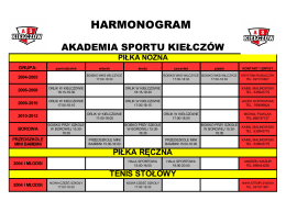 harmonogram - Akademia Sportu Kiełczów
