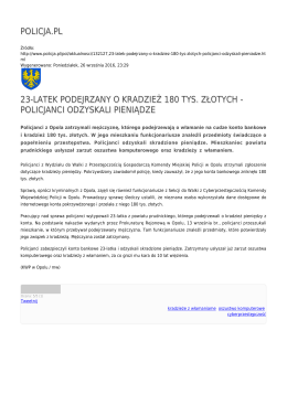 policja.pl 23-latek podejrzany o kradzież 180 tys. złotych
