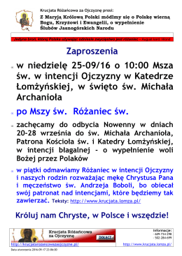 Pobierz plakat - Łomżyńska Krucjata Różańcowa za Ojczyznę