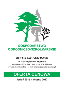 Gospodarstwo Ogrodnicze Łakomski oferta 2013-2014