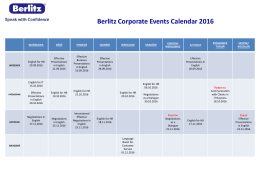 Berlitz Corporate Events Calendar 2016