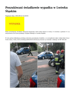 Poszukiwani świadkowie wypadku w Lwówku Śląskim