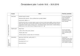 Čtrnáctidenní plán 1.ročník 19.9. – 30.9.2016