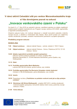 Pozvánka na exkurzi „Inovace venkovského území v Polsku“